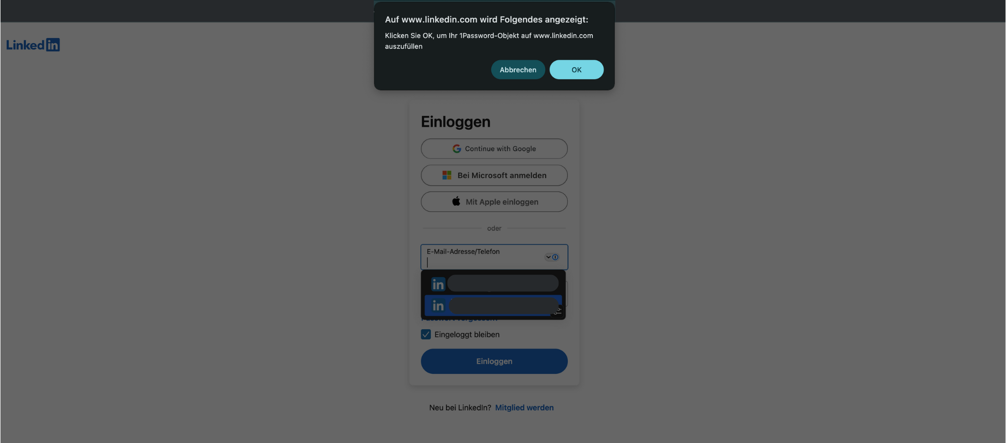 1Password Browser-Erweiterung Konfiguration