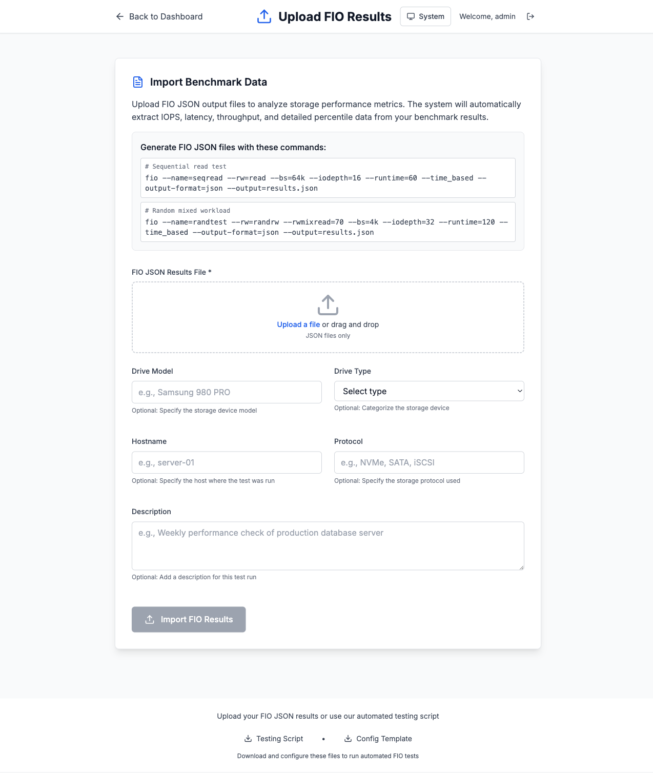 FIO-Analyzer Datenansicht