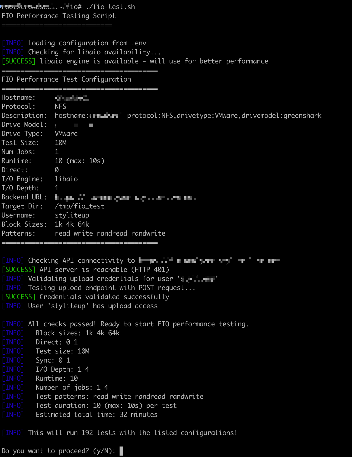 FIO Test Script Konfiguration