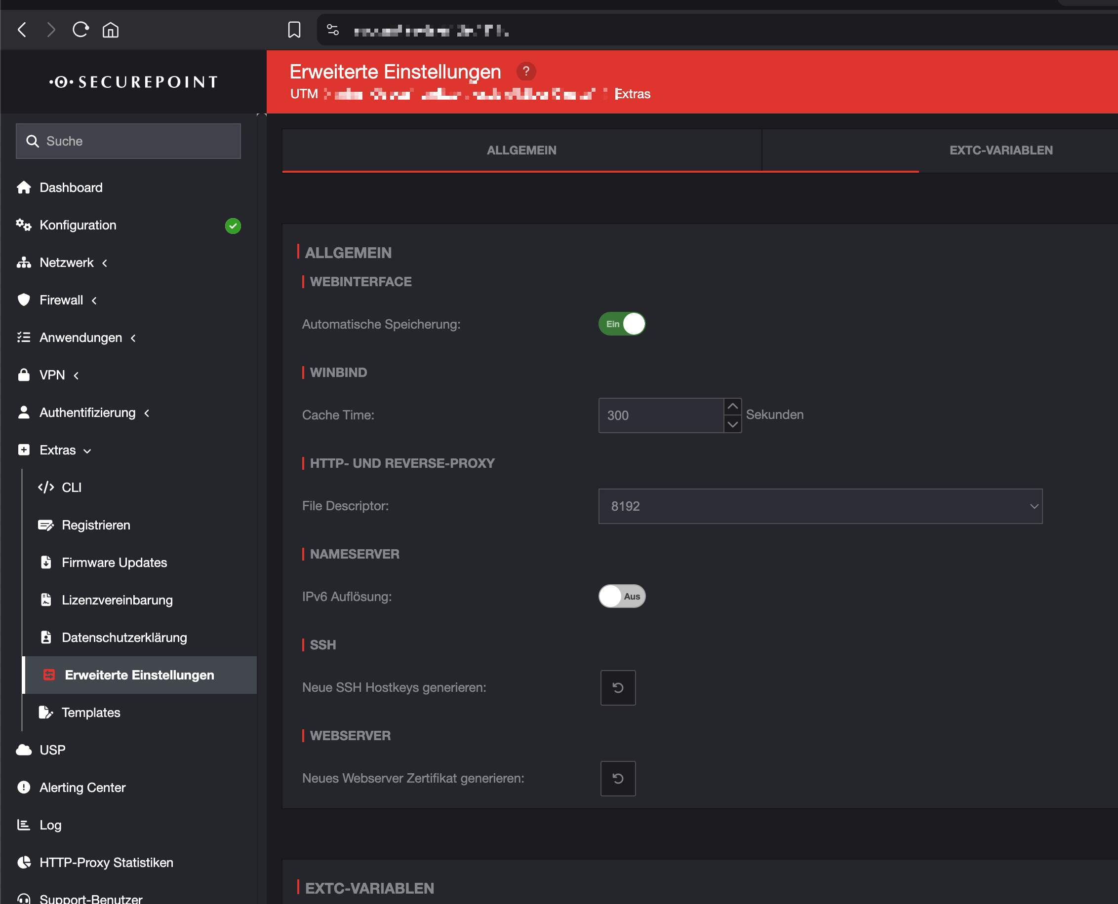 Securepoint UTM Erweiterte Einstellungen