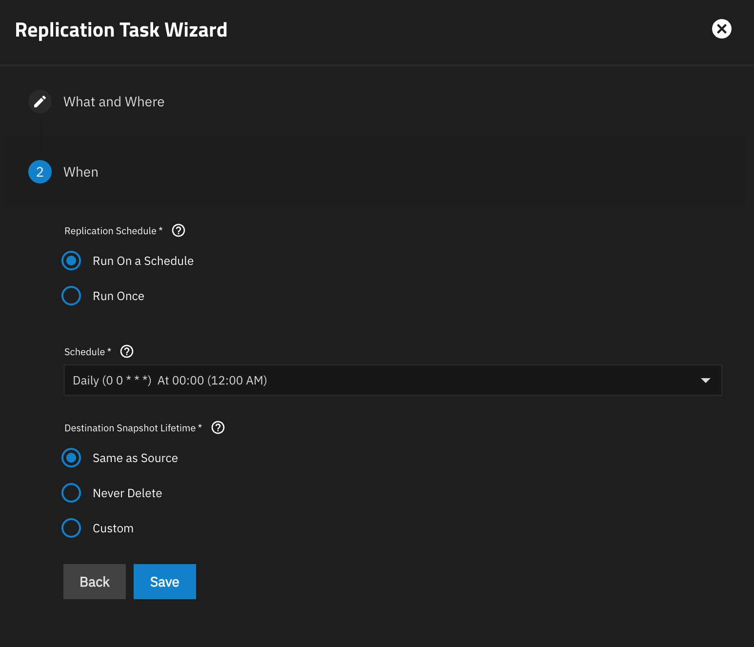 Push-Replikation – Wizard: Security & Task Name