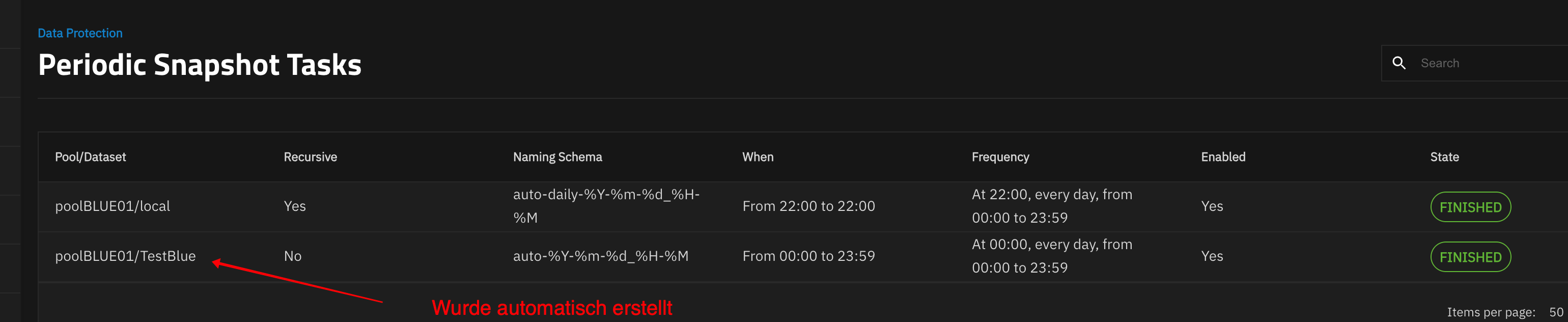 Push-Replikation – Task Status und Logs