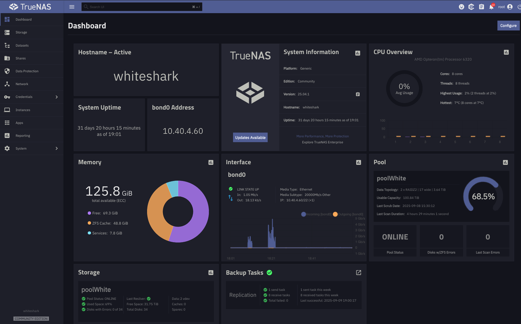TrueNAS Scale Dashboard